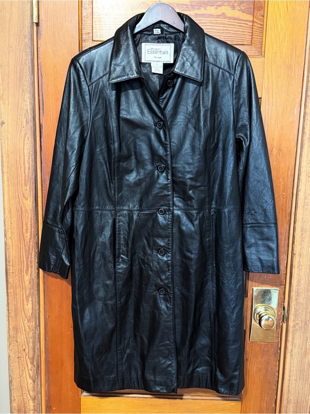 Modern Essentials Woman Black Leather Coat Size 1x